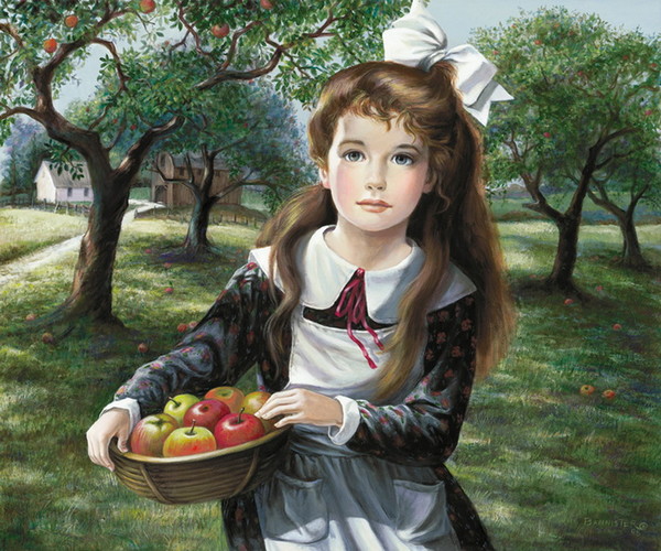 Пати Баннистер (Pati Bannister, 1929-xx) — 
«Яблоневый сад» («Apple Orchard»). 1998 г. (21 x 17,5 дюймов).