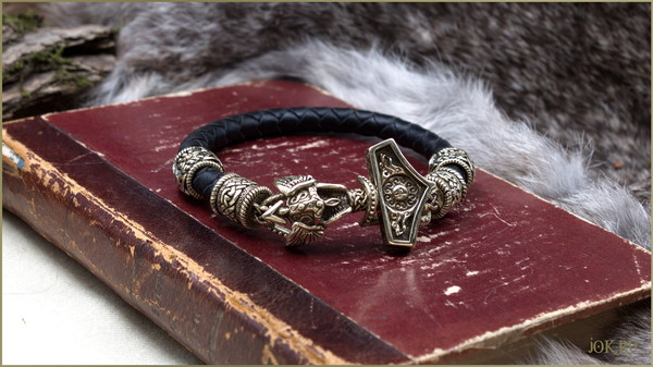 Кожаные плетёные браслеты в скандинавском стиле Мьёльнир для мужчины украшение